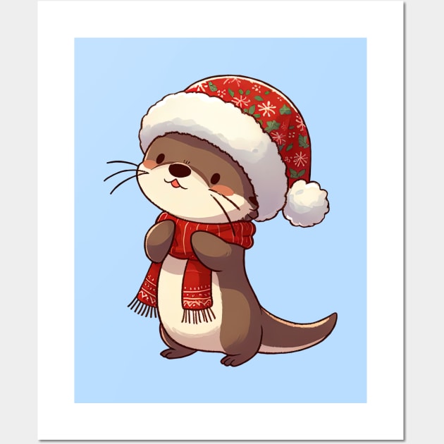 Cute Christmas Otter Wall Art by Takeda_Art